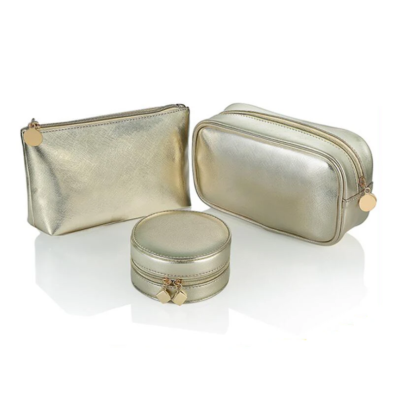 Metallic Gold Leather Pouch Personalized Mini Bags For Lady Makeup