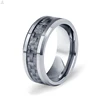 Personalized Luxury Mens 8MM Silver Stainless Steel Carbon Fiber Ring