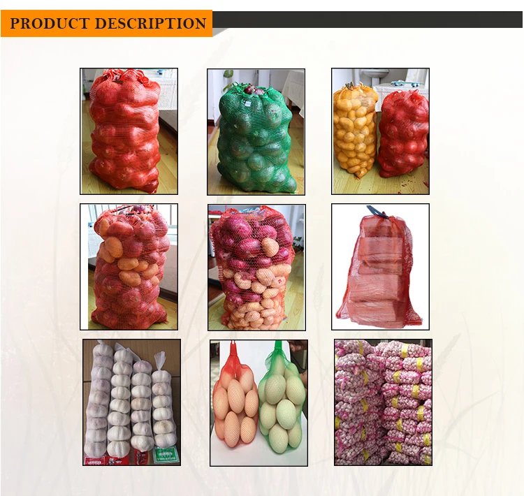 30kg 50kg PP Leno drawstring mesh bag for packaging potato onion