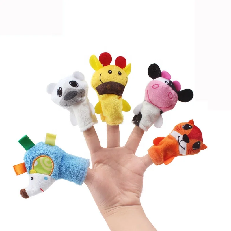 Dolery animal plush hand finger puppets toys for kids 5pcs D130