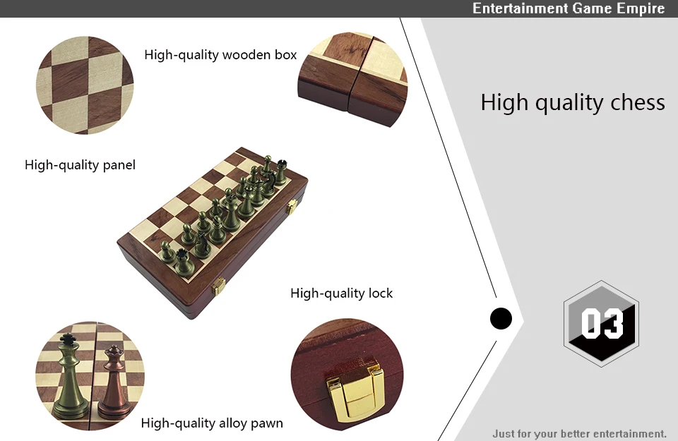 High Quality Classic Zinc Alloy Chess Pieces Wooden Chessboard Chess