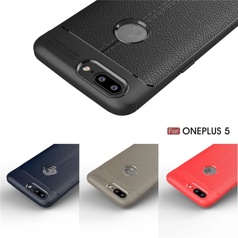 Shockproof Case Lichee Pattern Soft tpu case For oneplus 5 Carbon fiber Cover