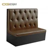 High quality brown single side button tufted PU leather restaurant furniture booth seating