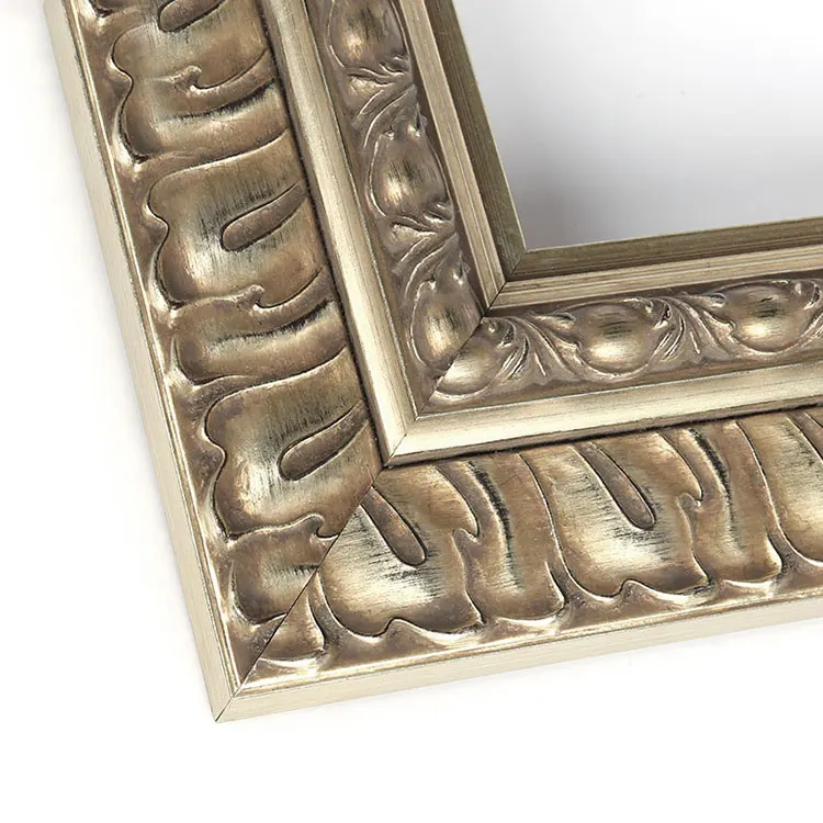 European Style Ornate Decorativesilver Foil Wood Mirror Frame Moulding