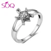 Cute Turtle Girl's Animal Simulated Abalone Water Ring 925 Sterling Silver turtle ring