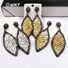 RE074 WKT Best Lady New Design Rhinestone Dangle Earring Real Leaves Metal Earrings Women Party Rhinestone Drop Long Earrings