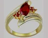 Women 18K Yellow Gold Filled Ruby Sapphire Amethyst Gemstone Ring