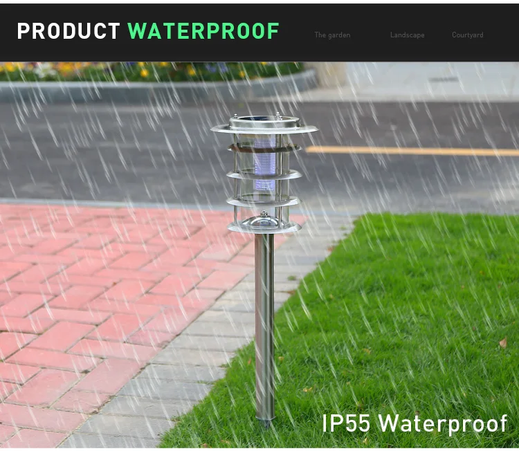 Fast Shipping Stainless Steel IP55 Waterproof LED Solar Lawn Lights Outdoor Solar Stake Light