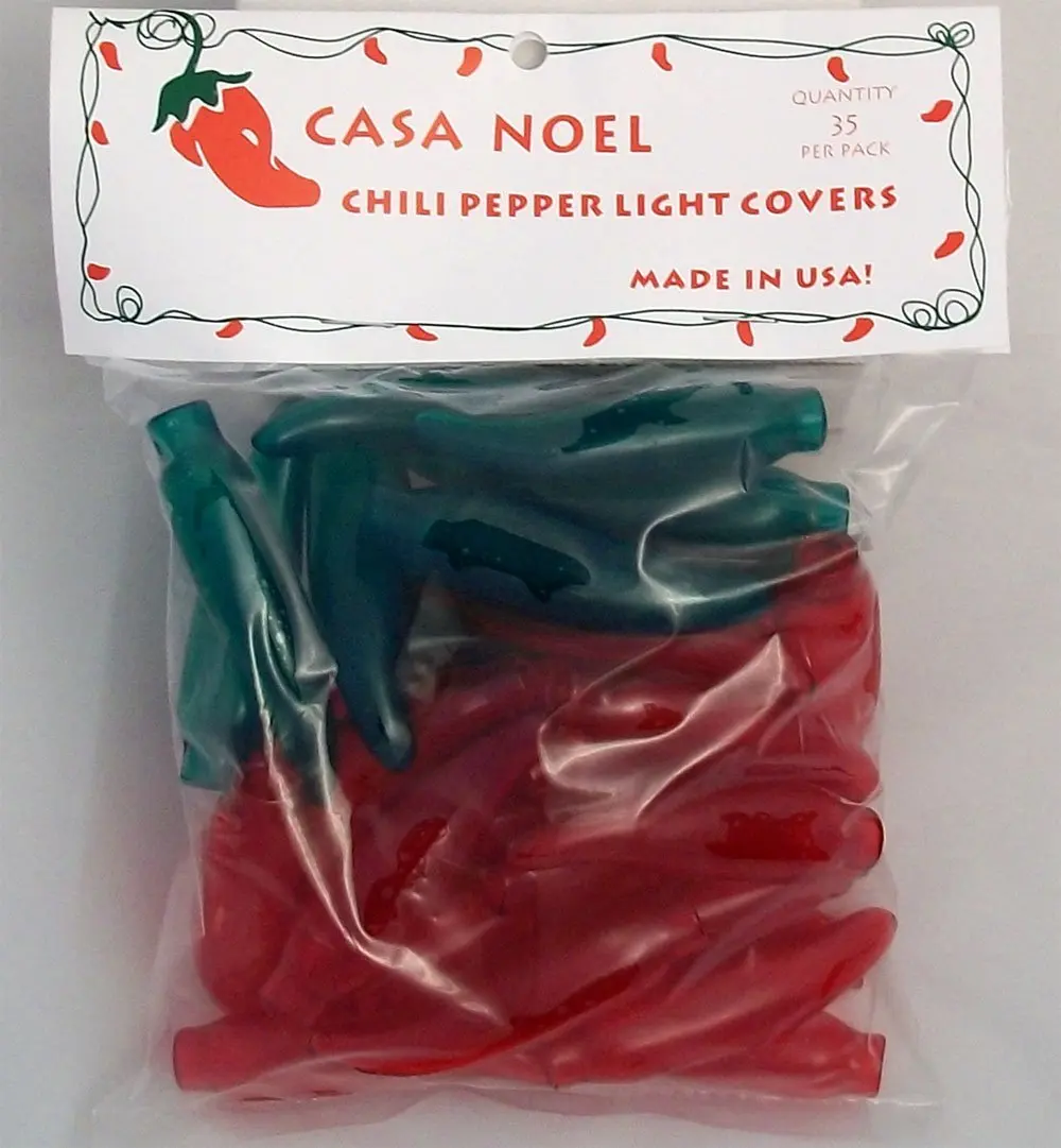 Carnival Red Yellow Fit Over Mini Christmas Lights Casa Noel Green Pink and Turquoise Chili Pepper Christmas Light Covers Set of 35