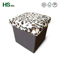 HStex fur and suede folding storage ottoman and pouf