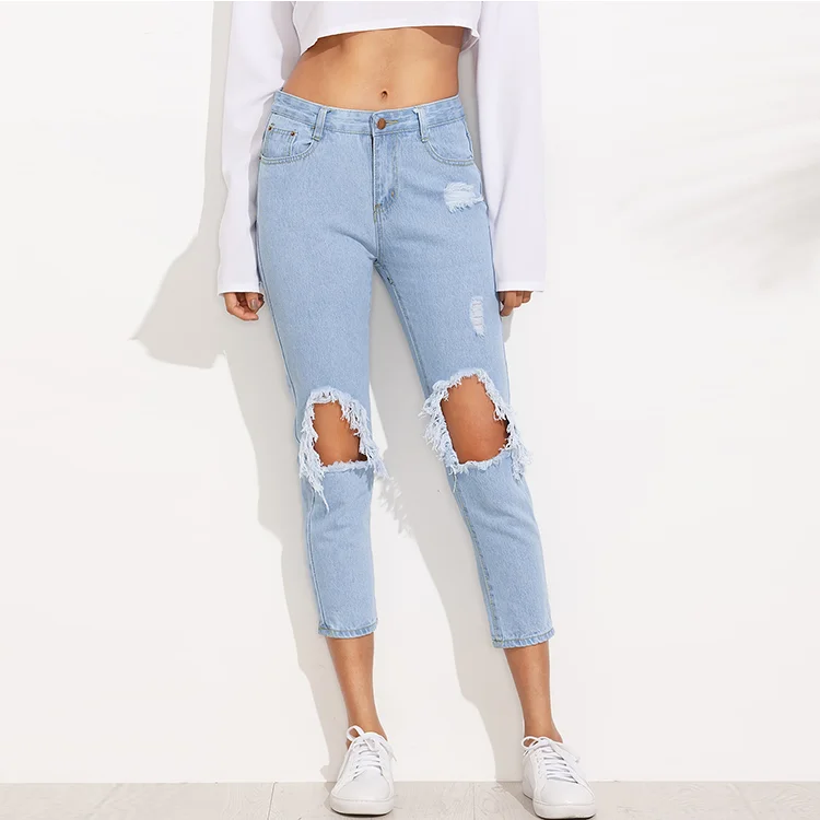 knee ripped jeans womens