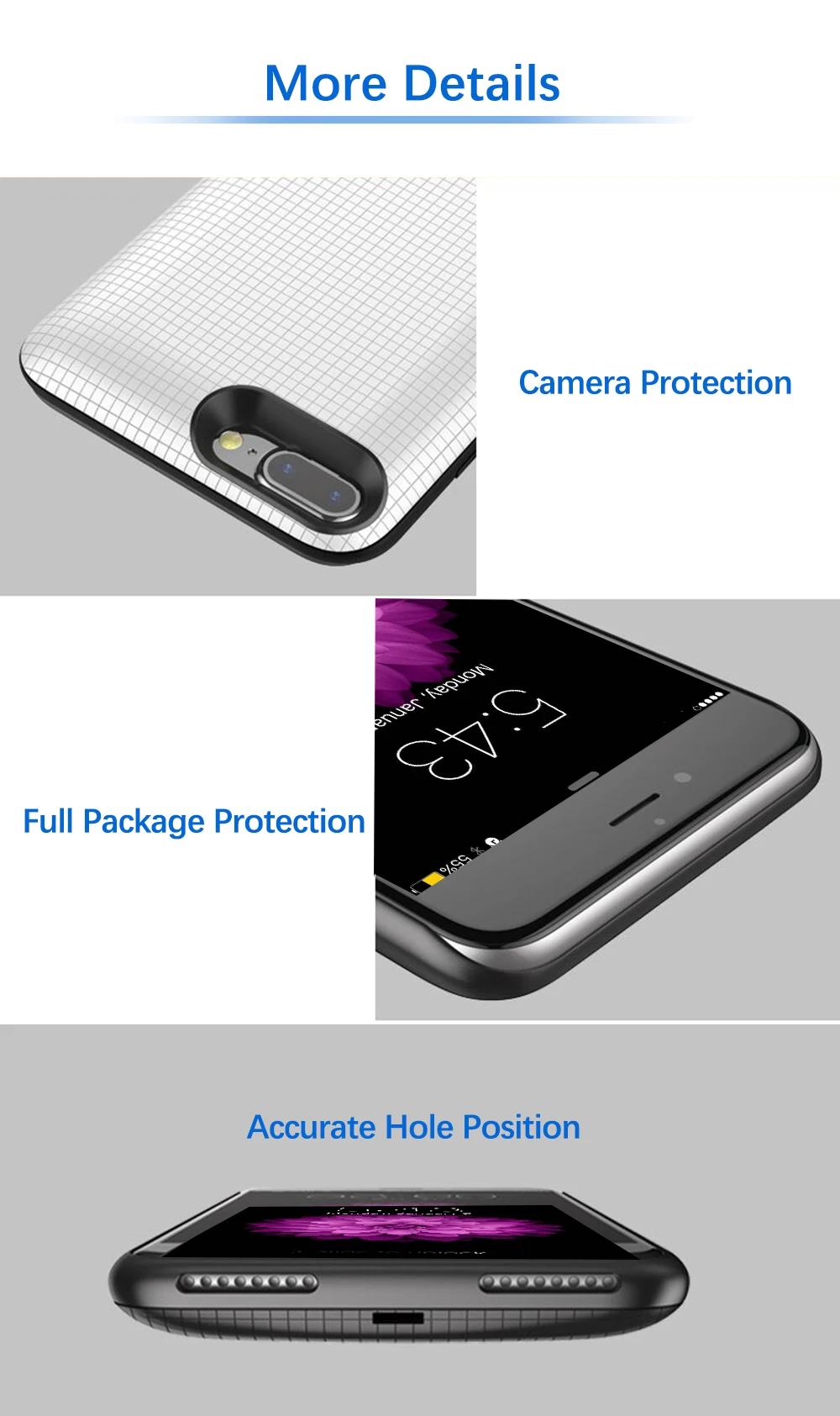 2800mah quick charge external battery for iphone 7 battery case