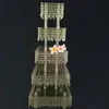 Acrylic crystal chandelier octagon beads cake stand , high quality 5tier cake stand,party decoration cake holder