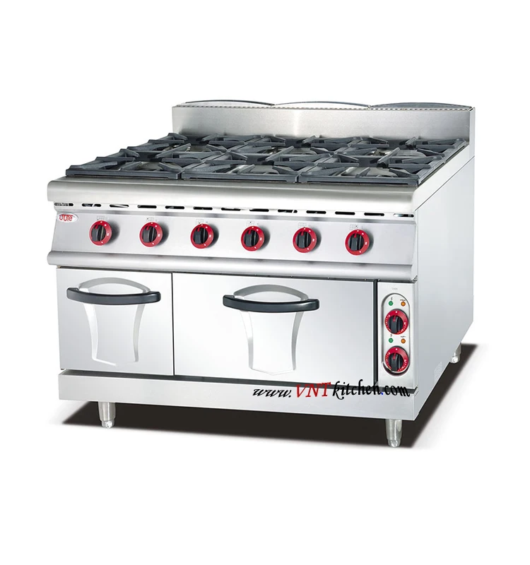Commercial Fast Food Restaurant Stainless Steel 6 Burner Gas Cooking