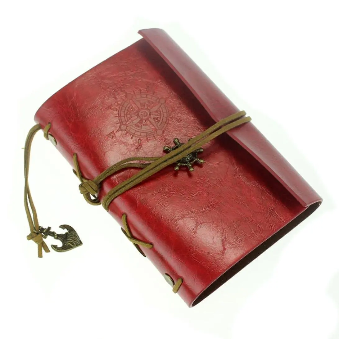 Leather Notebook, Keepfit Vintage Leather Blank Retro Journal Writing Diary Leather Bound Note Book daily Notepad for Sketchbook, Travel Diary (Red)