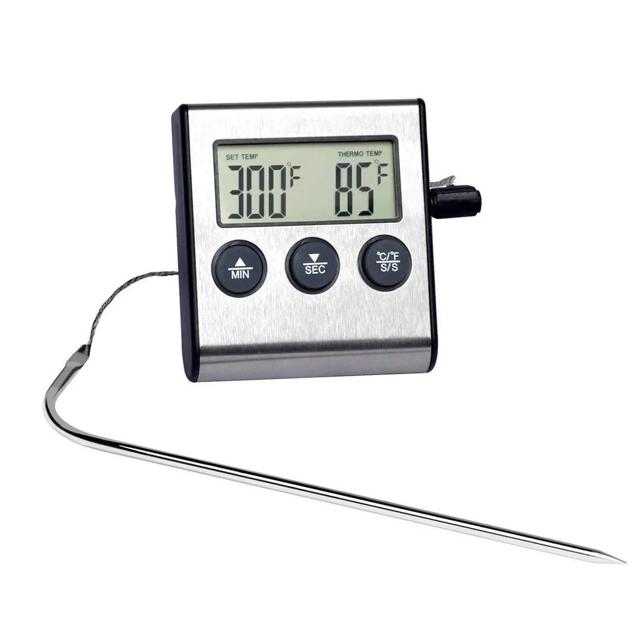 Stainless Steel Pizza Grill Oven Bimetal Dial BBQ Thermometer Degree