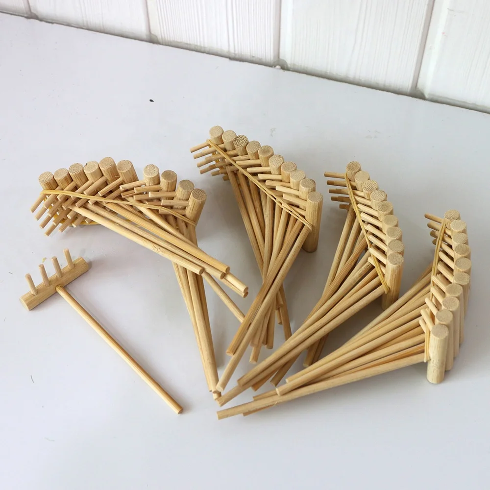 Mini Miniatur Gartengeräte Zen Garten Rechen Set Bambus Zen Rechen Für