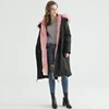 Wholesale Fashion Black Women Parka Real Pink Mink Fur Coat