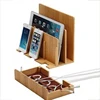wood bamboo charging dock station desktop storge for iPhone samsung