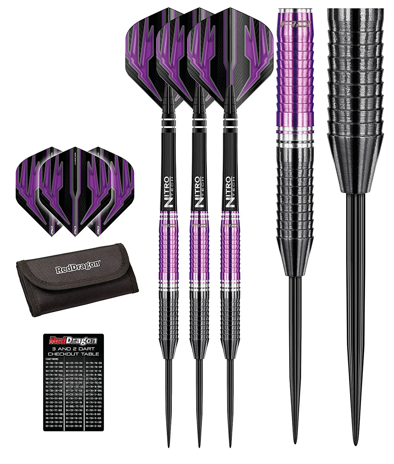 Red Dragon Razor Edge ZX-1 - 85% Tungsten Steel Darts with Flights, Shafts, Wallet & Red Dragon Checkout Card