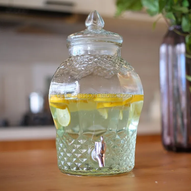 10l Glass Water Jar With Spigot Glass Lid Wine Making Jar Outdoor Juice