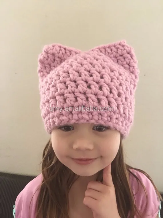 Wholesale New Cute Crochet Knit Pussy Beanie Pink Cat Hat Buy Crochet Pussy Hatcrochet Pussy