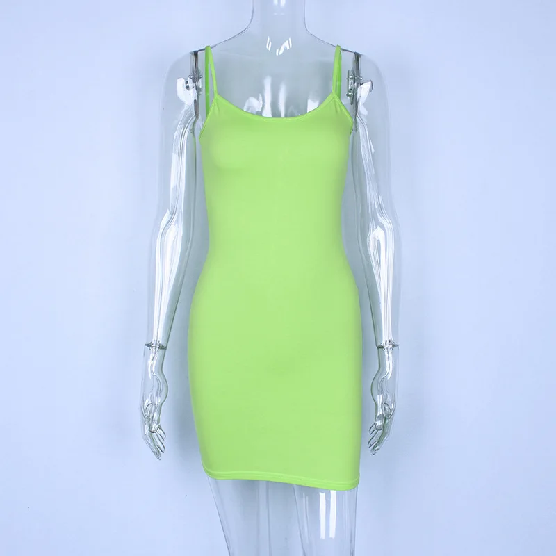 Wholesale colorful neon hot sexy summer sleeveless ladies skirt dress women