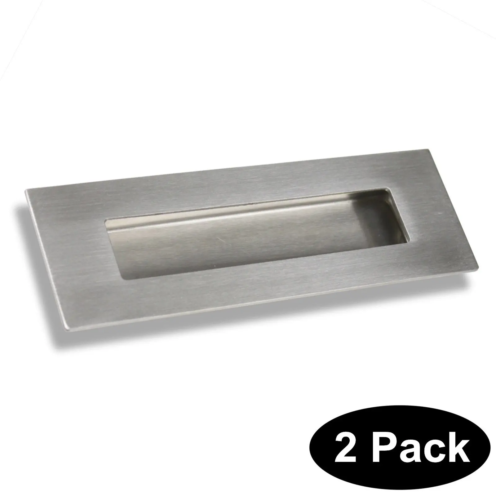 6 in Rectangular Recessed Sliding Door Handles Finger Pulls Flush 304# Stainless Steel 2 Pack