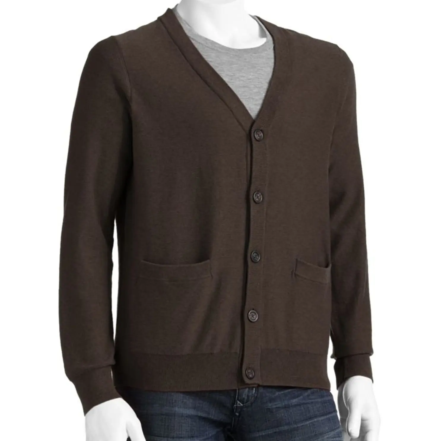 Buy Sonoma Mens Cardigan 100% Cotton Sweater Large Tall LT Brown in ...