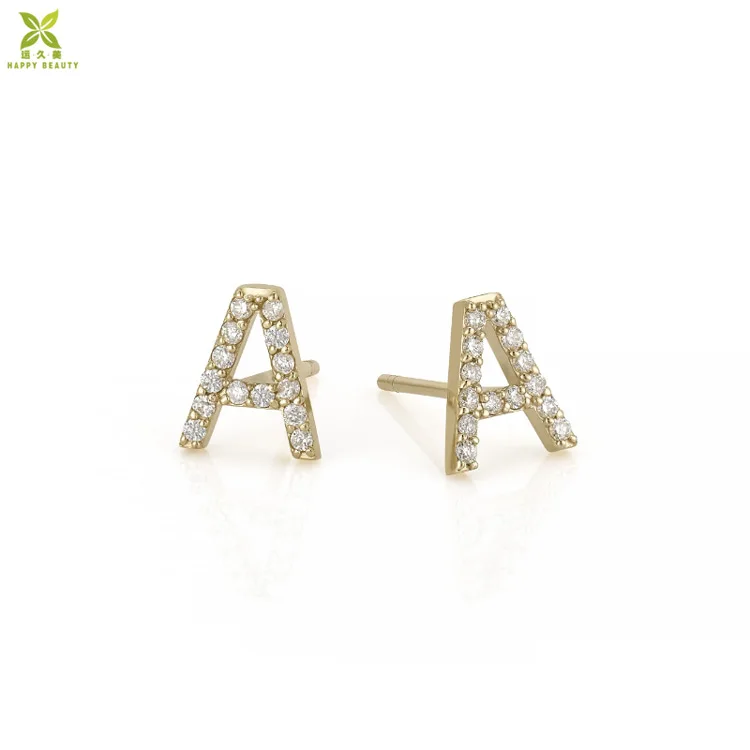 14k Gold Diamond Initial Letter Stud Earrings For Women Jewelry Buy