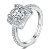 Fashionable new square single row ring set with zircon for women's wedding ring