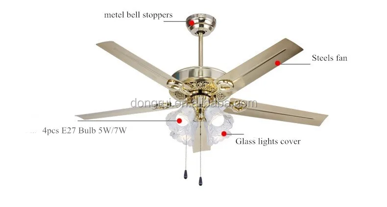 European ceiling fan with light/ 220V cooling fan / 52inch ceiling fan light