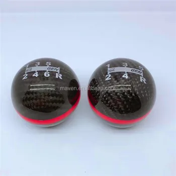 Mega Racer Red Carbon Fiber Shift Knob - Round Ball Gear Shifter