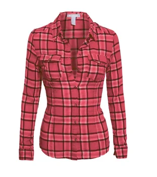 Women Solid Color Flannel Shirts Long Sleeve Oversized T-shirt Women ...