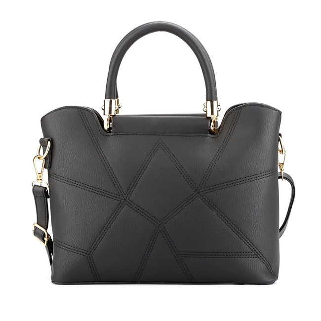 7429-Classic style two compartments hard handle women smooth PU handbags