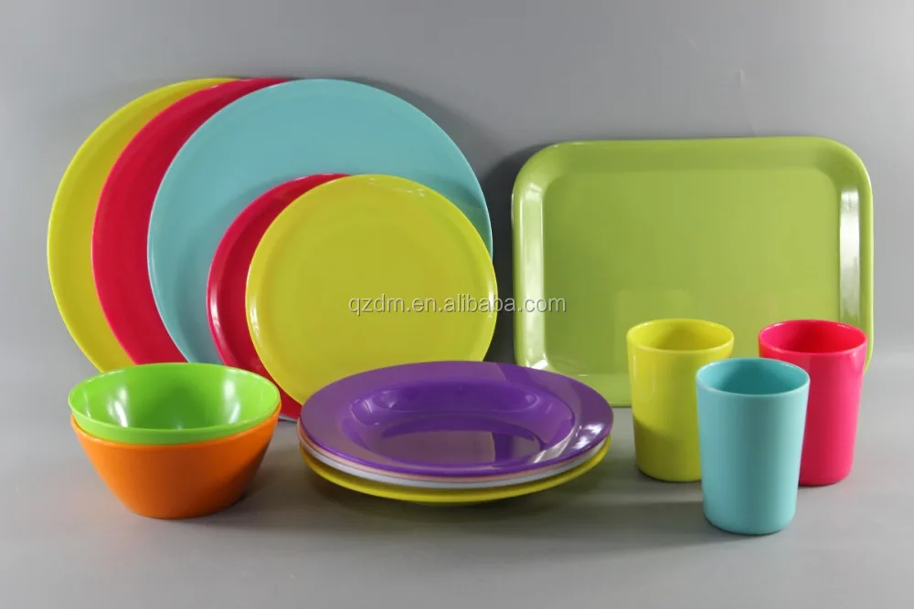 Colorful Solid Melamine Dinner Set/Beautiful Plastic Tableware Set