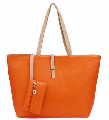Orange Women Lady Handbag Pu Leather Tote Shoulder Bag - Buy Lady ...