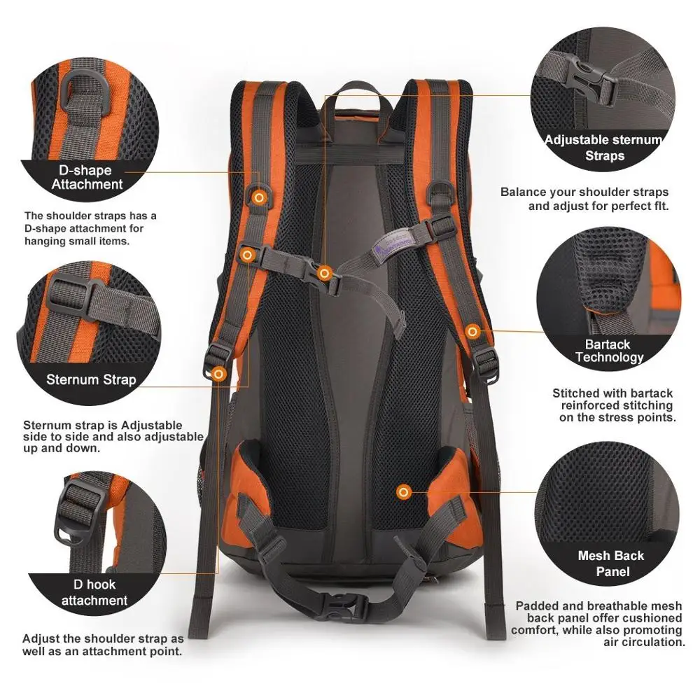 40 Liter trendy High quality Hiking Backpack for Outdoor Camping
