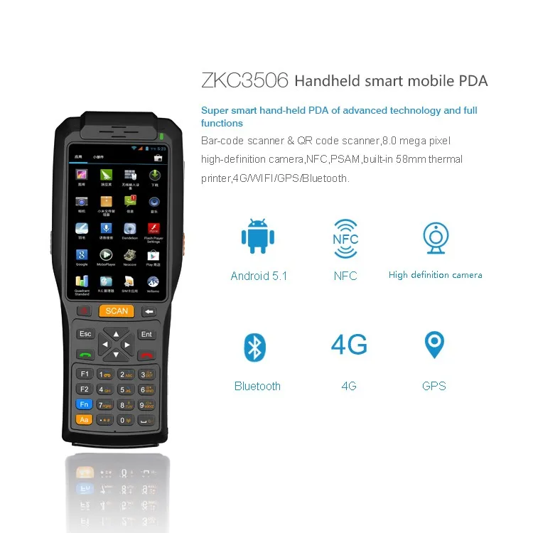 Barcode Scanner Printer Combo Pda With 4g Wifi Nfc Frid Free Sdk Buy