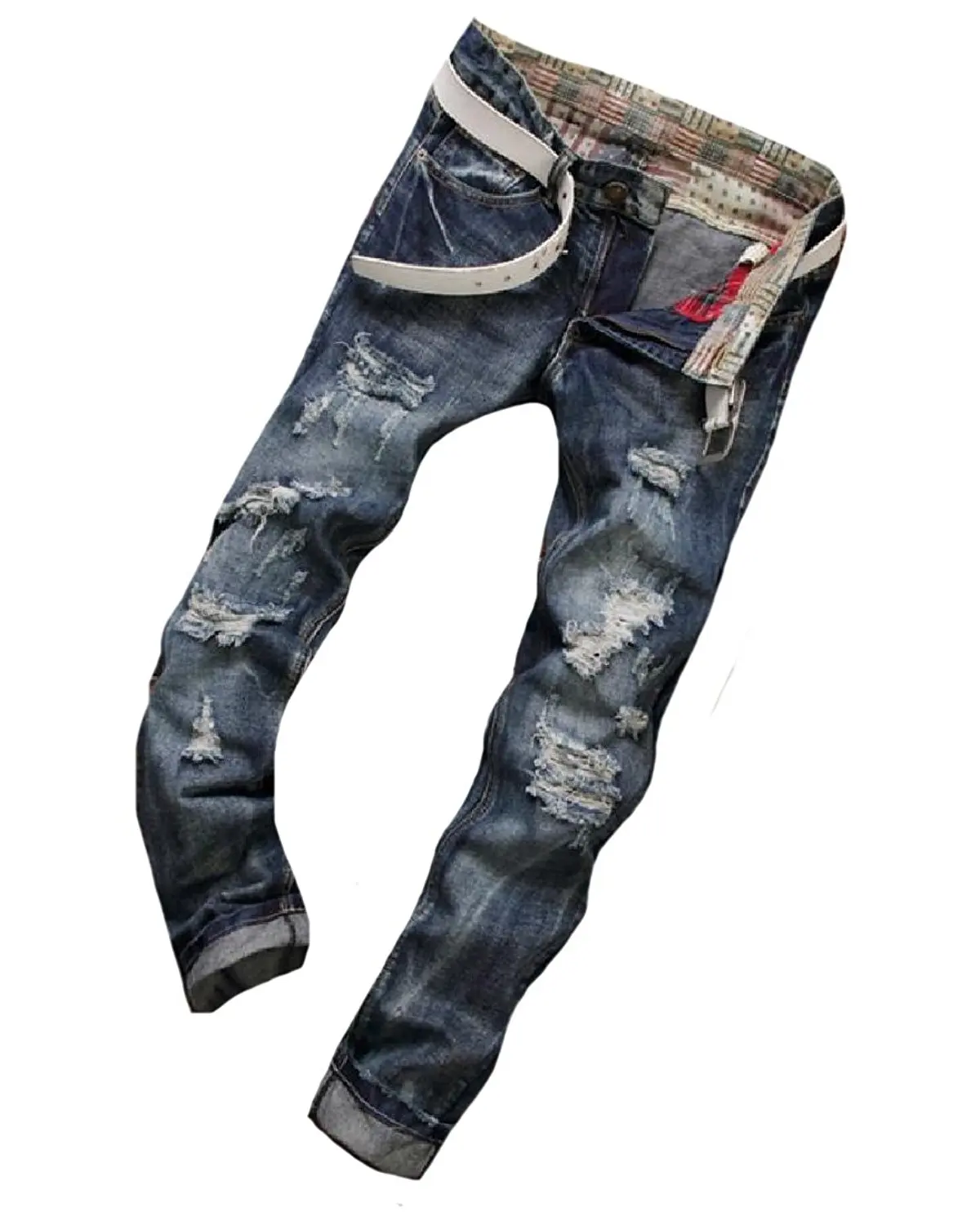 LoveSky-Men Rugged Wear Cowboy Classic Fit Frayed Smart Harem Pant