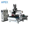 Circular Automatic Tool Change Industrial Wood Cutting Machine 4 Axis Cnc Router For 3d Work