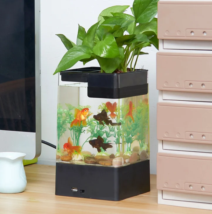 Self-cleaning Fish Tank Lazy Mini Small Acrylic Goldfish Bowl Office ...