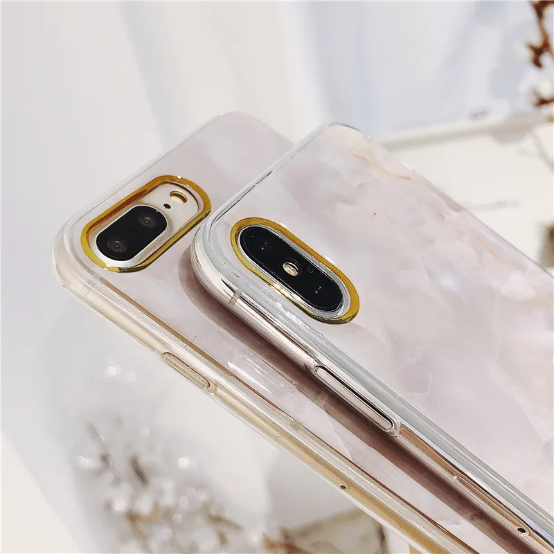 Luxury Contracted Golden Bumper Marble TPU Phone Case For iPhone X 7 8 Plus