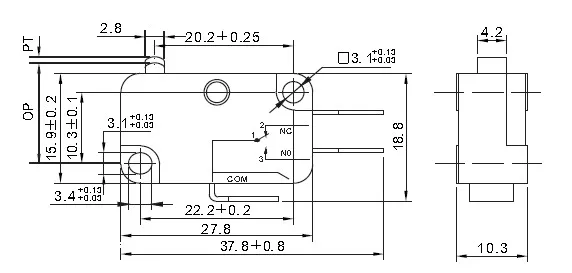 16a 250vac 1/2hp 3 Pin Micro Switch V-153-1c25 - Buy 3 Pin Micro Switch ...