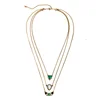 xl01668 Green Crystal Multi Layer Pendant Necklaces, Necklace For Women And Girls