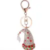 2017 High Quality Promotional Christmas hat shape Keychain Full Crystal Custom Metal Key Ring