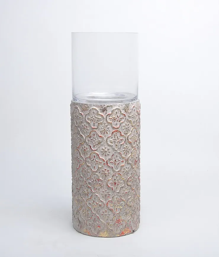 Chaozhou made cheap price fiine quality embossed gold lines crystal vintage candle holder for decor