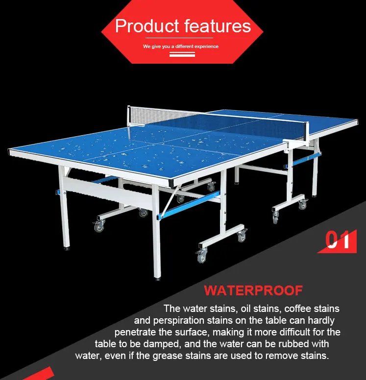 Water Proof Game MDF Easy Folding Table Tennis Table
