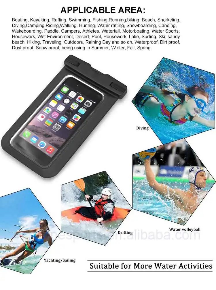 IPX8 wholesale water proof pouch mobile phon underwater pvc bag with logo
