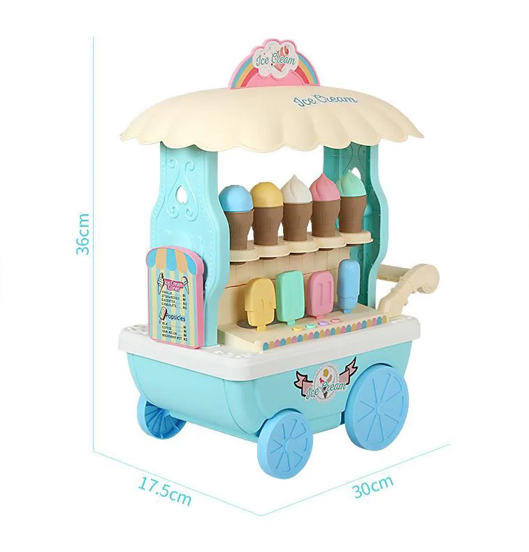 Ice Cream Cart Toy Simulation Small Wheelbarrow Set Toys For Girl - Buy ...